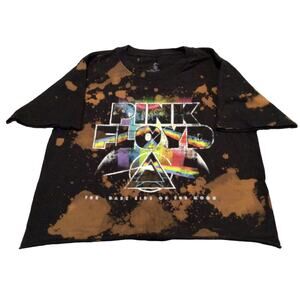 Pink Floyd Crop Top Shirt Bleached Tie Dye Dark Side Of The Moon Black Size S